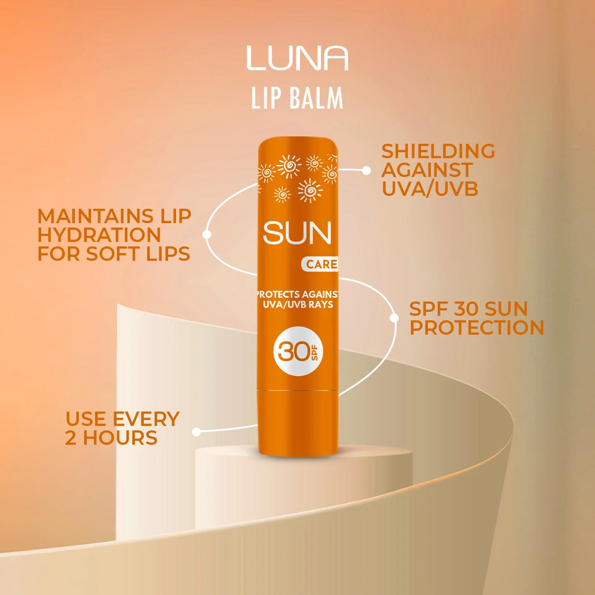 LUNA SUN CARE Lip Balm SPF 30 – Texture