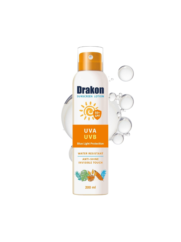 Drakon Sunscreen Lotion SPF 50+ UVA/UVB Blue Light Protection – Water Resistant (200ml) - Image 2