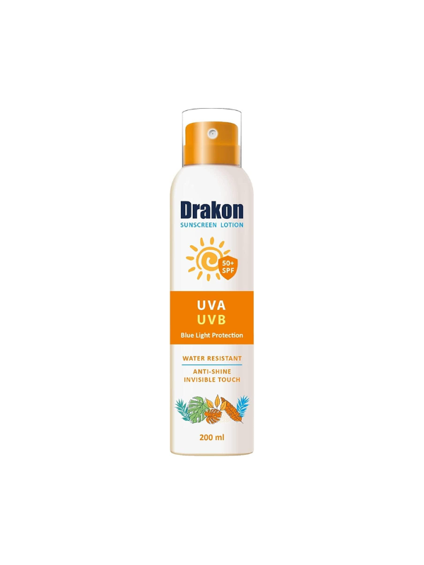 Drakon Sunscreen Lotion SPF 50+ UVA/UVB Blue Light Protection – Water Resistant (200ml)